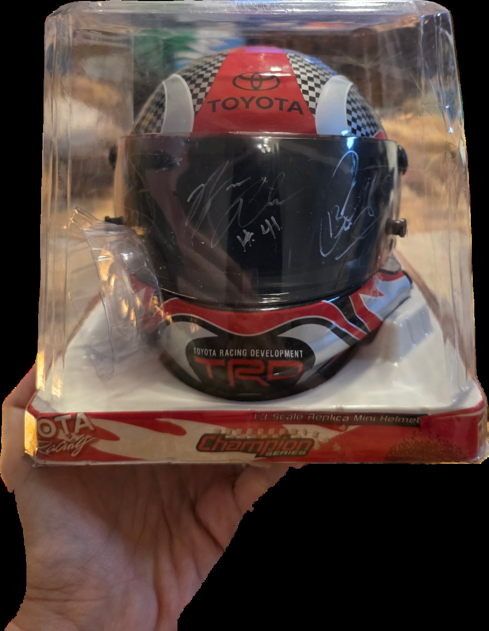 Toyota Racing TRD Mini Helmet Signed 6 Autographs Timothy Peters #17